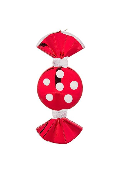 OEM Set Ornamente de Craciun Bomboane Rosii Stralucitoare Buline Albe 9cm - 6buc