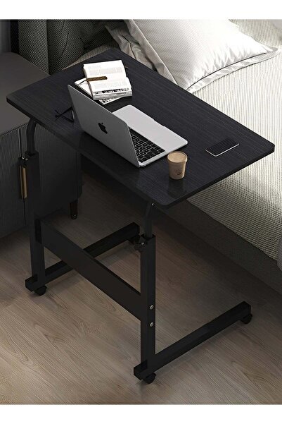 Taimi Side Table with Wheels Adjustable Height Laptop Table For Sofa, and Living Room black 60X40CM