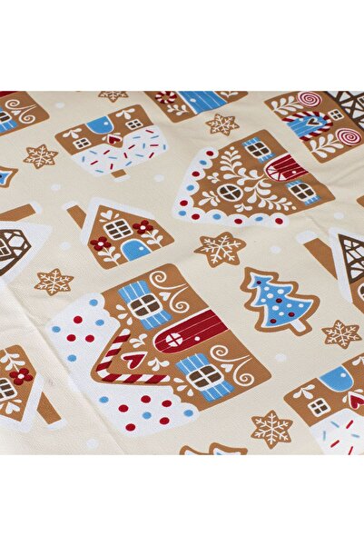 OEM Decorative Laminated Tablecloth Ecru with Christmas Gingerbread Figurines 180x140cm