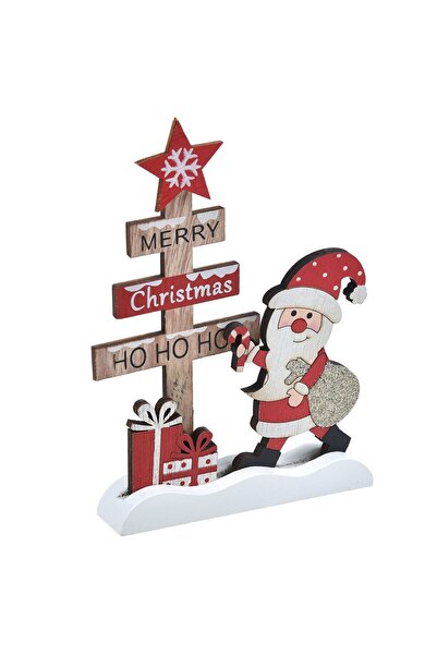 OEM Decoratiune din Lemn cu Mos Craciun Brad Cadouri 16cm