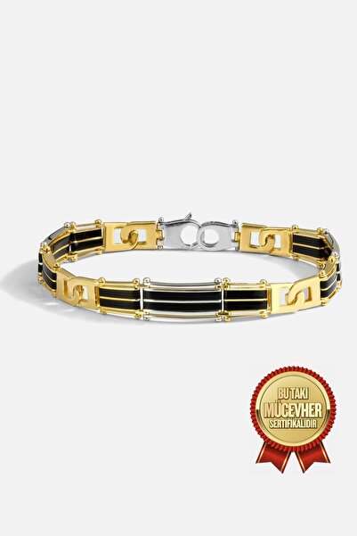 MEKS JEWELS Mikron Altın Kaplama Gümüş Dolce Modeli Erkek Bilekliği