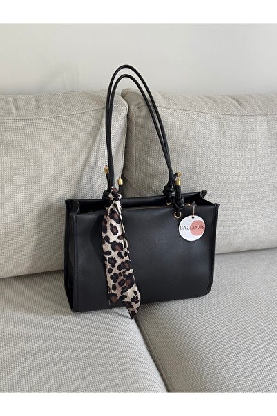 BAGLOVİS Black Women's Shoulder Bag with Large Volume and Stylish Design En32 Boy24