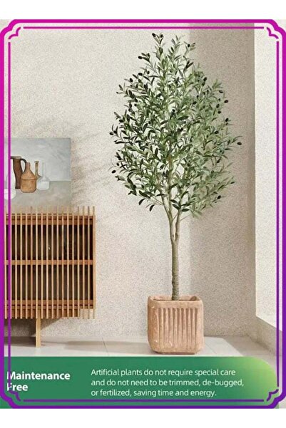 Generic شجرة زيتون اصطناعية من APEX بطول 6/4 قدم، شجرة حريرية مزيفة في وعاء -...