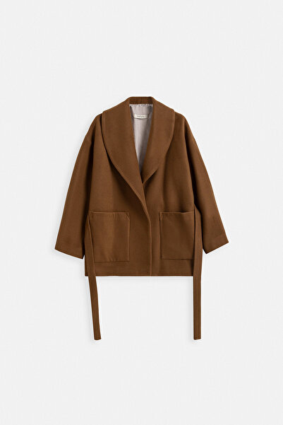 TEREZIE YÜN KARIŞIMLI OVERSIZE KISA KABAN