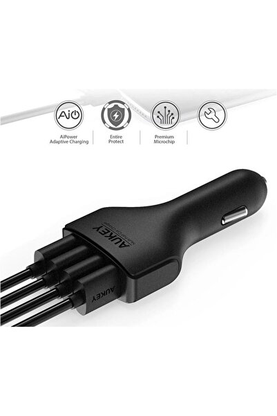 AUKEY CC-01 48W 4-USB Port AiPower Adaptive Car Charger - Black
