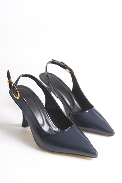 LEVONYA Pantofi cu toc pentru femei, albastru bleumarin, cu model de șarpe