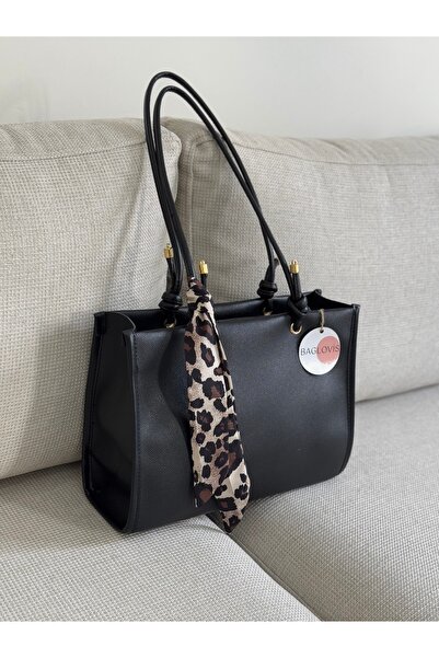 BAGLOVİS Black Women's Shoulder Bag with Large Volume and Stylish Design En32 Boy24
