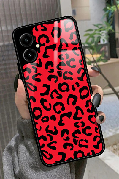 omix X5 Uyumlu Kırmızı Leopar Tasarımlı Glossy Premium Kılıf