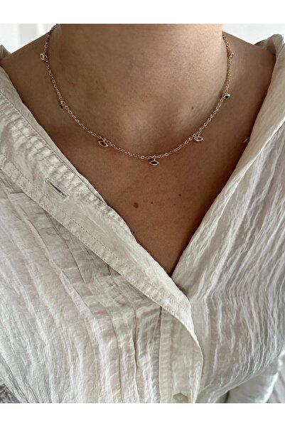 Charmist 14K Çelik Üzeri Altın Kaplama Göz Charm Kolye