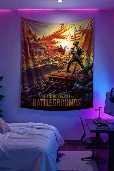 FG Store PUBG: Battlegrounds Temalı Dijital Baskılı Duvar Örtüsü Duvar Halısı
