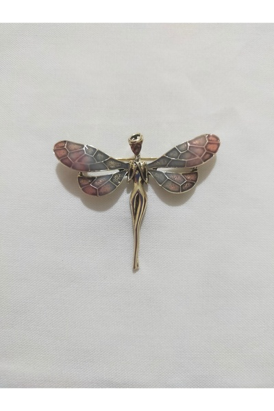 SATIYU BUTİK Yusufçuk Peri Broş – Altın Renk Emaye Kanatlı, Zarif Yaka İğnesi...