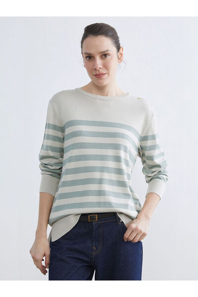 LC Waikiki Rmz Gi̇yi̇m Farkiyla Zero Roba Collar Striped Women's Knitwear Swe...