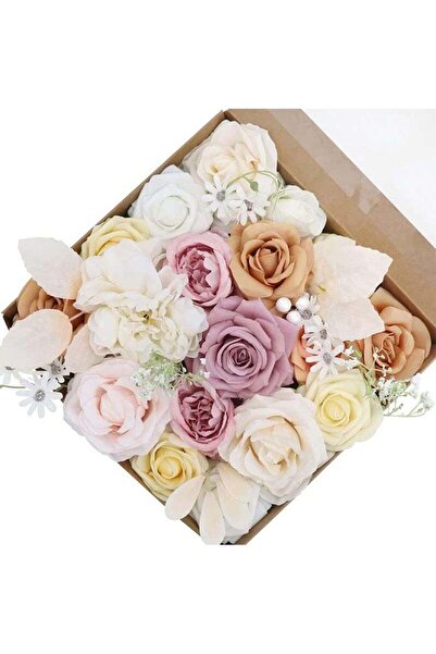 Generic MONOGUE Artificial Flowers Combo Box Silk Fake Artificial Flower for DIY Wedding Cake Topper Floral