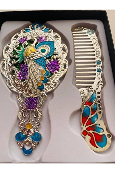 GALATA GIFT Mirror Comb Set, Metal-Boxed-Gift Set, 13cm Mirrored Hair Brush