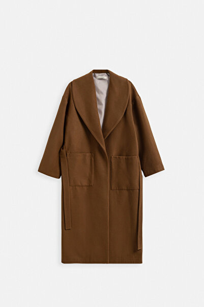 TEREZIE معطف طويل مخلوط بالصوف قصة فضفاضة