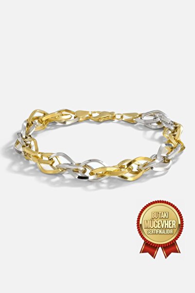 MEKS JEWELS Mikron Altın Kaplama Gümüş Prizma Bileklik