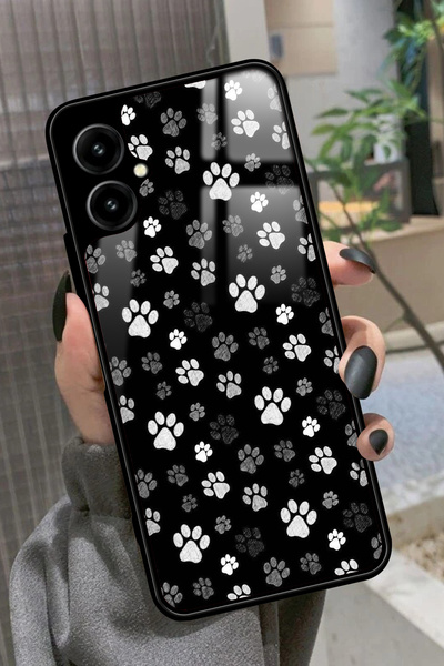 omix X3 Uyumlu Siyah-Beyaz Kedi Patisi Tasarımlı Glossy Premium Kılıf