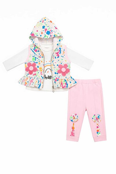 gigigiyim Flower Patterned Hooded 3-Piece Girls' Set