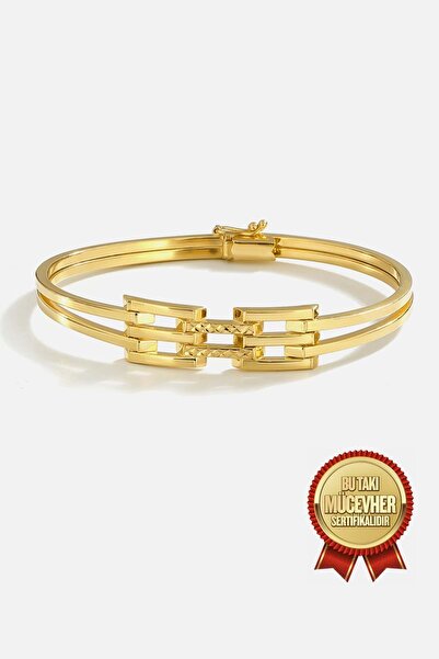 MEKS JEWELS Mikron Altın Kaplama Gümüş Kaburga Kelepçe
