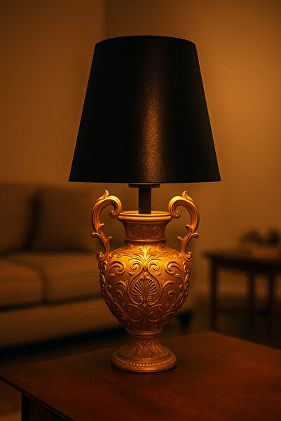 hangaar home LUMINA Gold Serisi Klasik Siyah Şapkalı Dekoratif Abajur