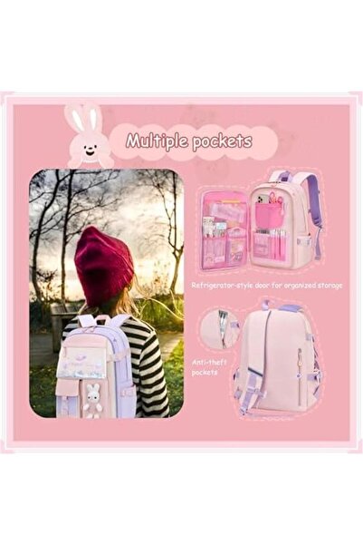 Generic Bunny Girls Backpack for School - Kawaii Cute Sequin Kids Book Bag