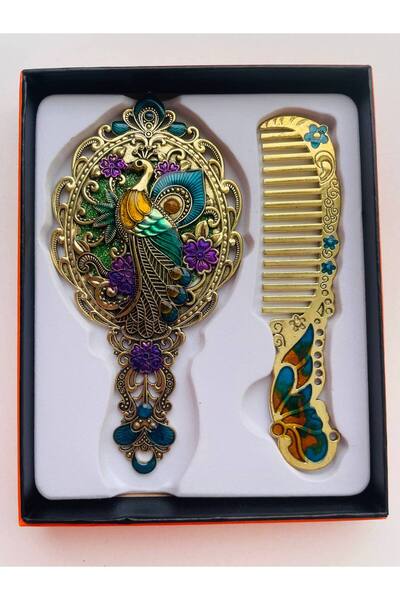 GALATA GIFT Mirror Comb Set, Metal-Boxed-Gift Set, 13cm Mirrored Hair Brush