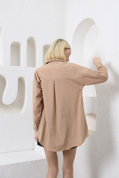 NorthAK Γυναικείο πουκάμισο oversized Poplin με τσέπες Casual