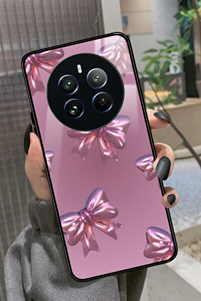 realme 12 Uyumlu Pembe Kurdele Tasarımlı Glossy Premium Kılıf