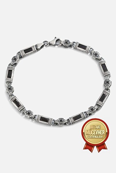 MEKS JEWELS Gümüş Oniks Taşlı Erkek Bilekliği