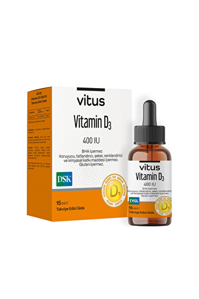 Vitus Pharma Vitamin D3 400 IU Zeytinyağı Bazlı Damla Bebek Çocuk D Vitamini 15 ml Koruyucusuz