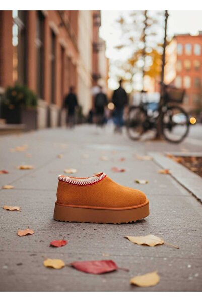 Klay Shoes Kadın Ayakkabı İçi Kürklü Kışlık Terlik Yüksek Taban Bot