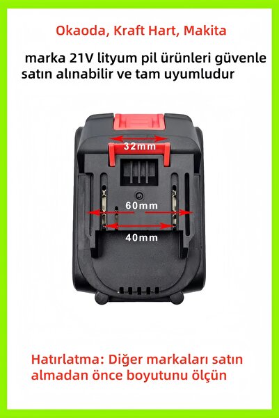 okaoda Akülü araba yıkama tabancası elektrikli alet aksesuarları - yüksek kaliteli lityum pil1300mAH*10