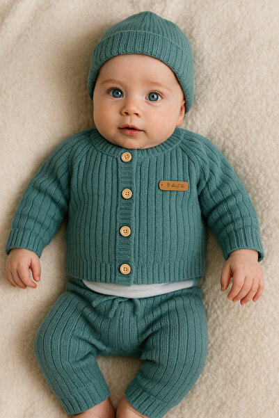 BabyMy طقم أطفال تريكو مفصل من أرما مكون من 4 قطع