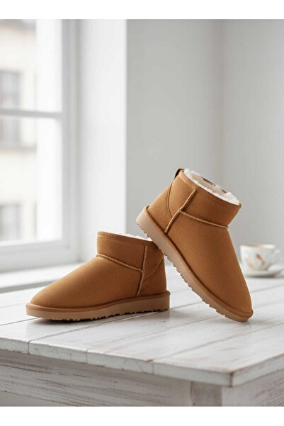 Klay Shoes Kadın Ayakkabı İnce Taban Bot İçi Tüylü Süet Bot