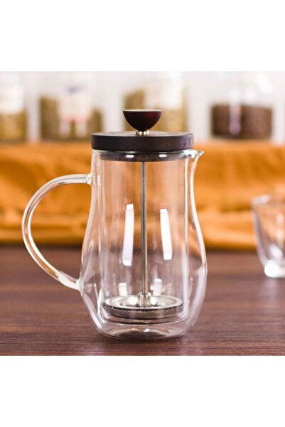 LUXURY French Press Coffee Maker Pot 600ml Glass Double Bamboo Lid French Press Pitcher