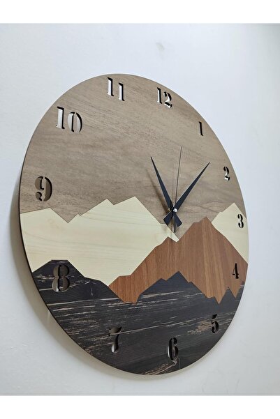 Hype Store Aswood modern rustic mountain motif wood wall clock