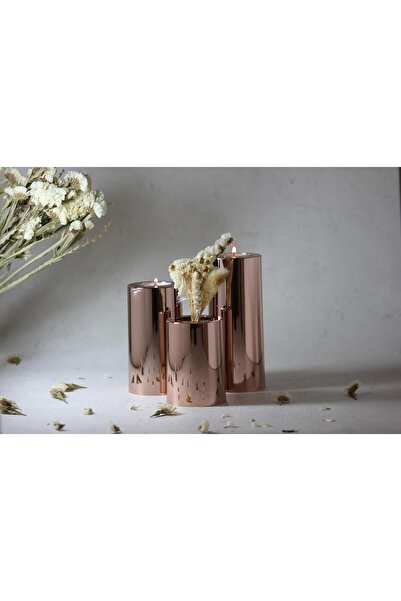 E&D Collection DECOVALEIRA 3'lü Tealight Mumluk Seti (BAKIR)