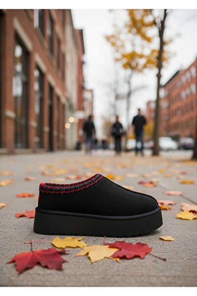 Klay Shoes Kadın Ayakkabı İçi Kürklü Kışlık Terlik Yüksek Taban Bot