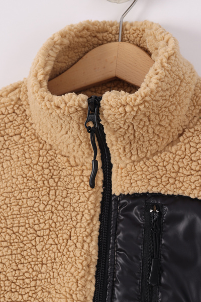 monox Children's Zippered Unisex Lamb Wellsoft Plush Jacket with Elastic Cuffs