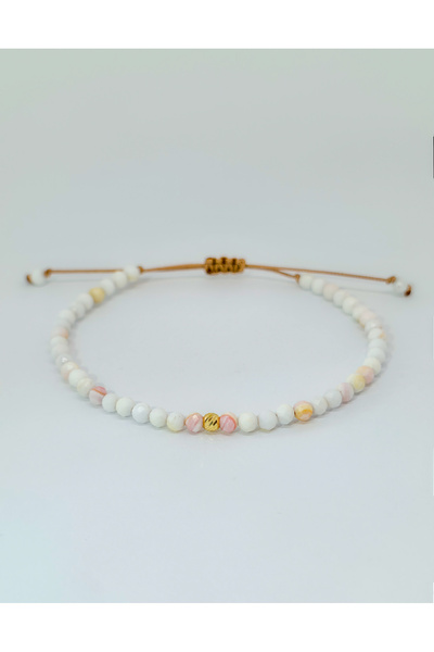 StefBiju Bratara din sidef roz si aur de 14k