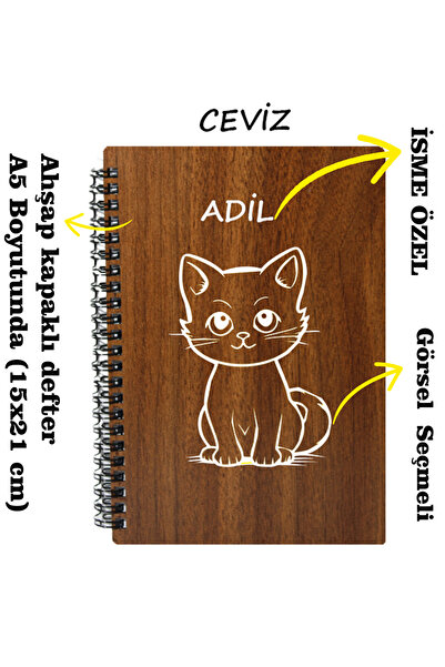 karalar ahşap İSİMLİ AHŞAP DEFTER ÇOCUK GÜNLÜĞÜ ŞIK VE ÖZEL TASARIMLI NOT DEFTERİ