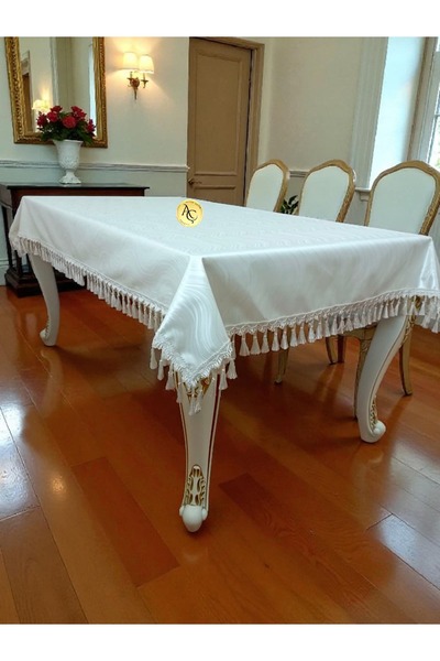 Altın Çeyiz Tekstil DERİ PÜSKÜLLÜ KENDİNDEN DESENLİ SİLİNEBİLİR MASA ÖRTÜSÜ Ç...