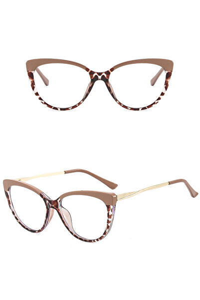 Techsuit - Anti-Blue Light Glasses Reflex Metal (F5018-C42) - Cat Eye - Nude Leopard