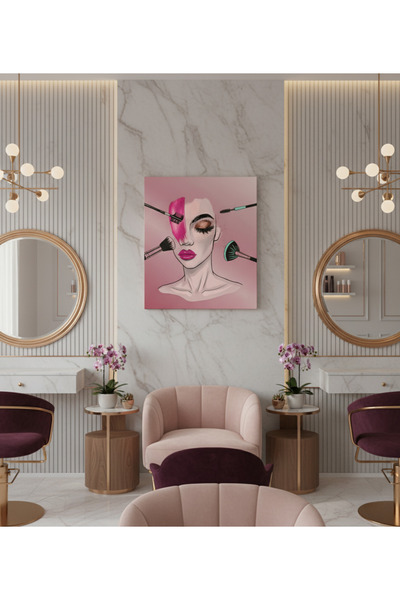 Dekor Paleti Makyaj ve Güzellik Temalı Kadın Portre Kanvas Tablo | Kuaför ve ...
