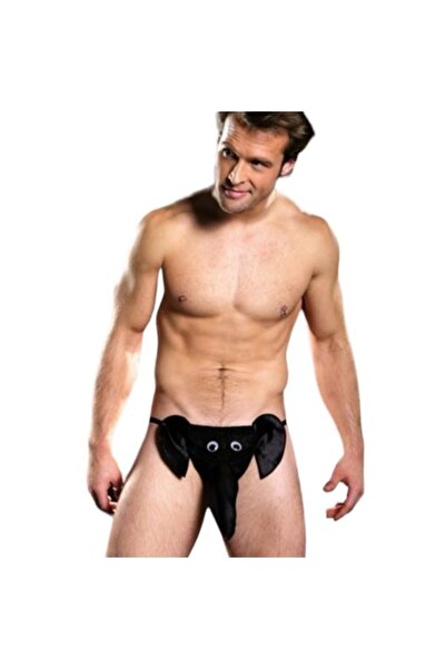 KESNUP Men's erotic elephant-shaped thong with trunk, Black