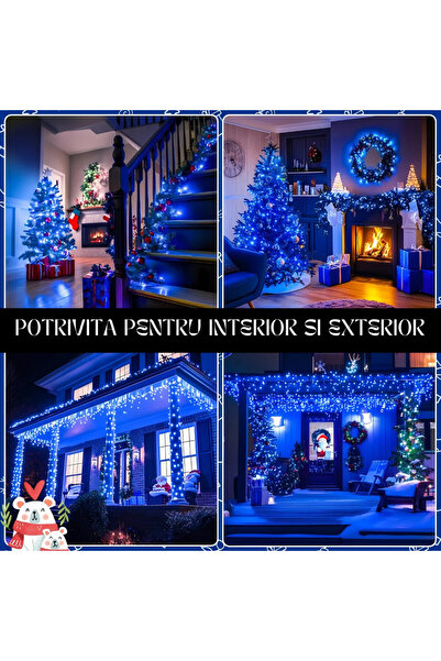 VELORA Christmas string lights, 80 m, blue, 8 lighting modes, black cable, IP44, 220 V