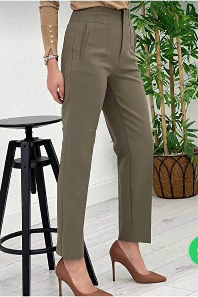 DMK Store Women's High Waist Pleated Fabric Trousers (Ideal for Daily and Office Use)