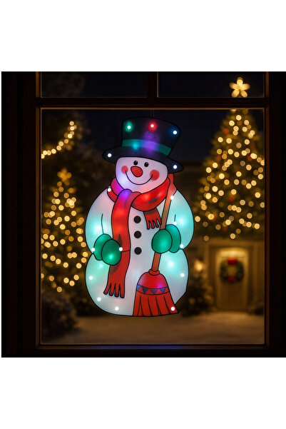 Issa Decorațiune de Crăciun pentru geam om de zăpadă de 45 cm, cu LED multico...