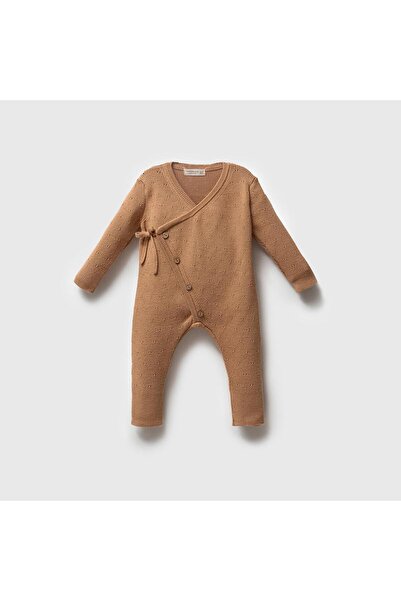 Nipperland %100 Pamuklu Örgü Wrap Bebek Tulum – Düğmeli ve Bağlamalı Model (0...