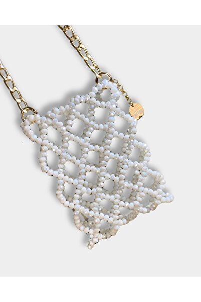 Las Perlas حامل هاتف بتصميم خرز كريستالي، حزام متقاطع، حامل بطاقات، حقيبة هات...